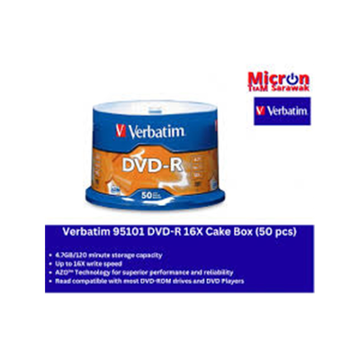 Dvd-R 4.7GB 16X Spindle Logo Branded Surface 50Pk