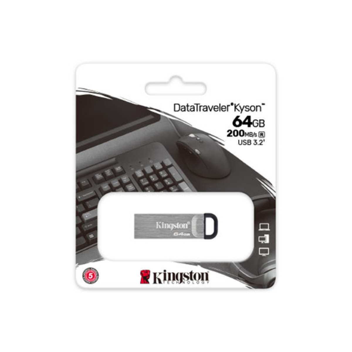 Memoria USB Kingston Data Traveler Kyson G1 64GB USB 3.2 Plateado