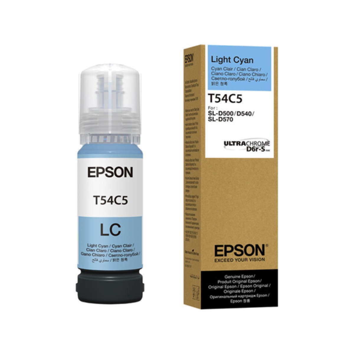 Botella De Tinta Epson Light Cyan T54C5 Para Surelab D570