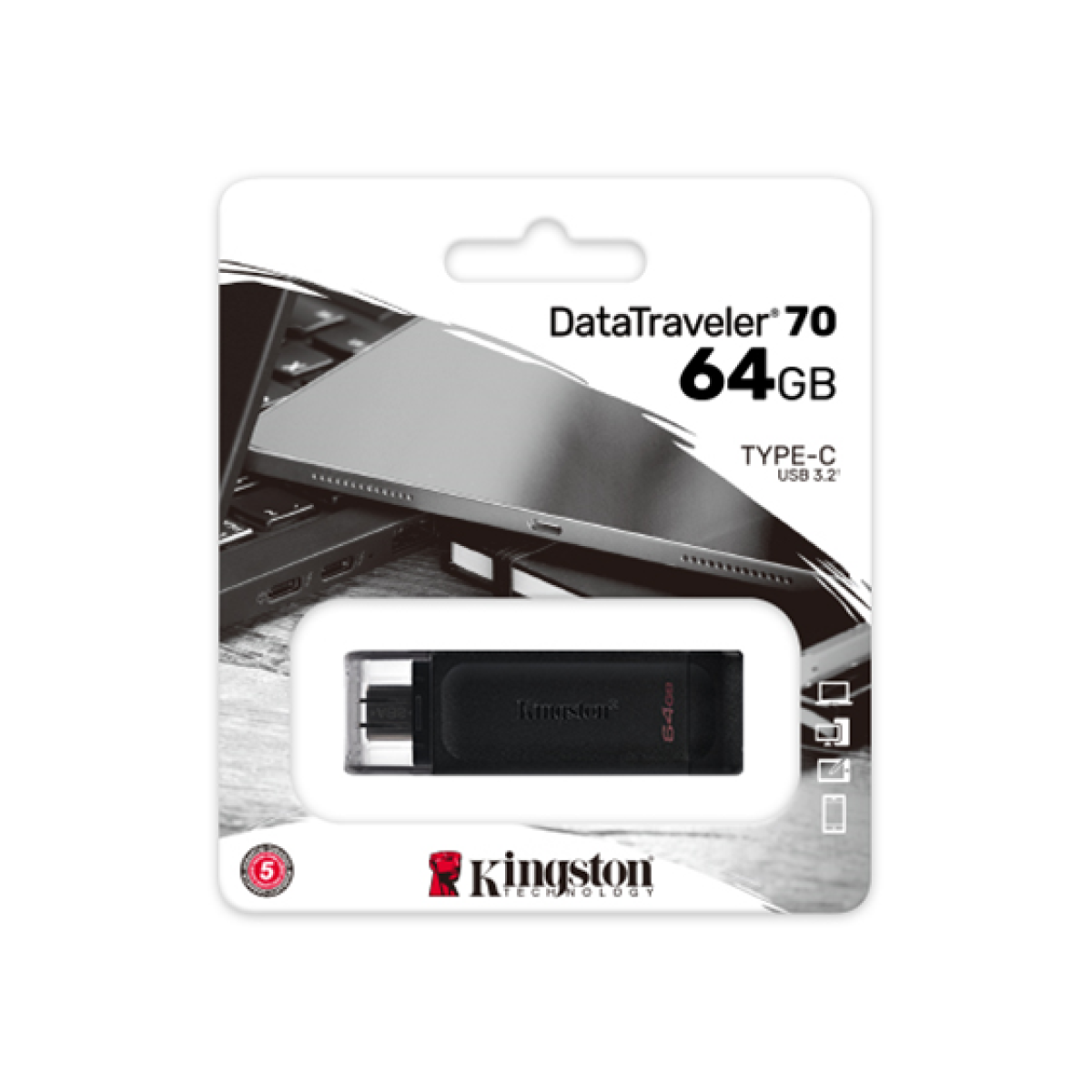 Memoria USB Kingston Datatraveler 70 Tipo C 64GB USB 3.2 Gen 1
