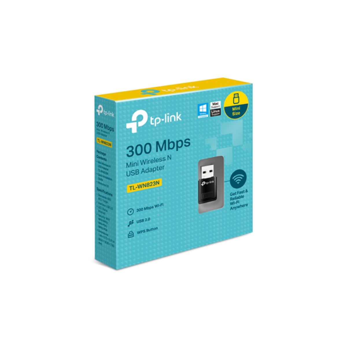 Adaptador De Red USB WiFi Tp-Link Tl-Wn823N, 2.4Ghz/300MBps, 802.11B/G/N, Wps.