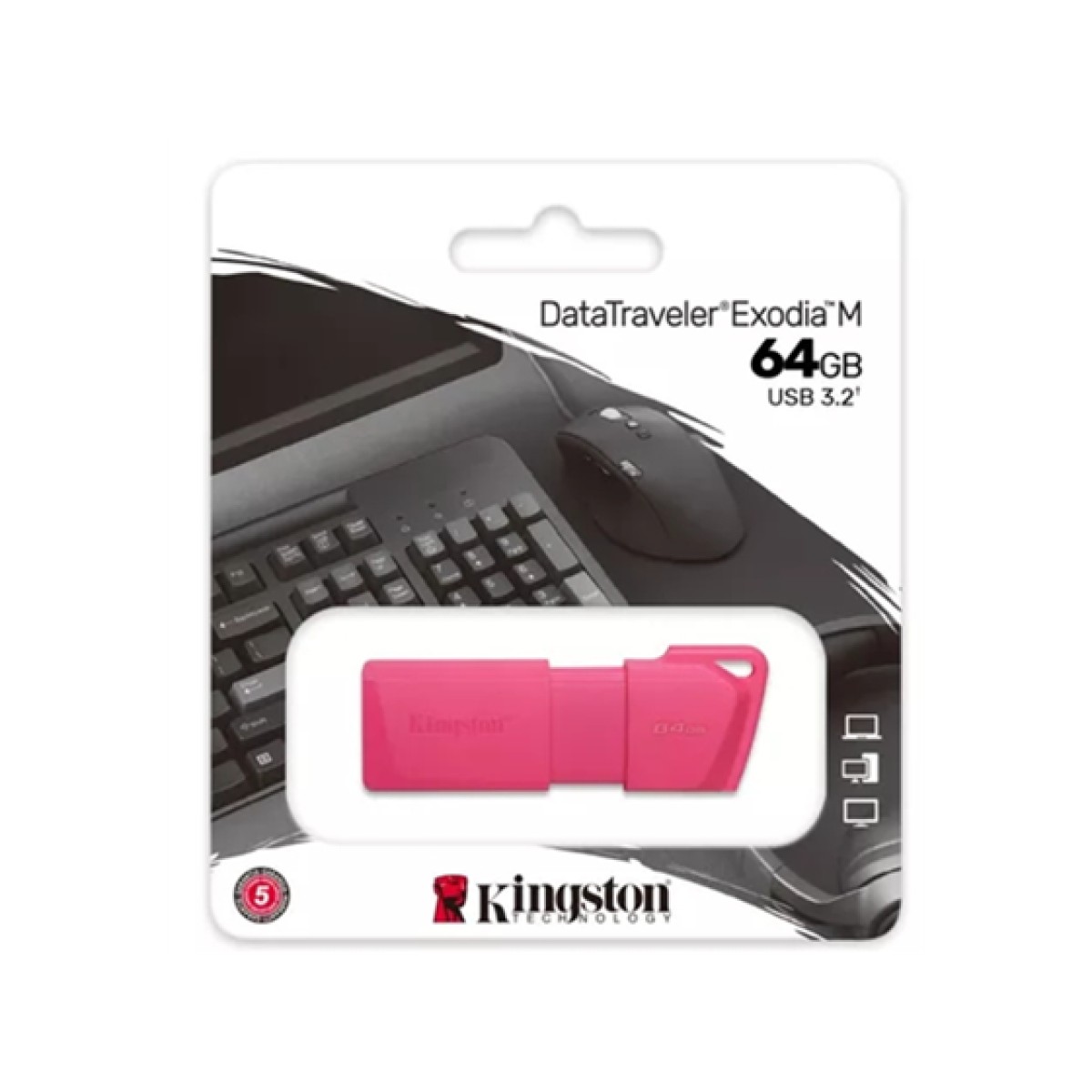 Memoria USB Kingston Datatraveler Exodia 64GB 3.2 Gen 1 Rosa Neon