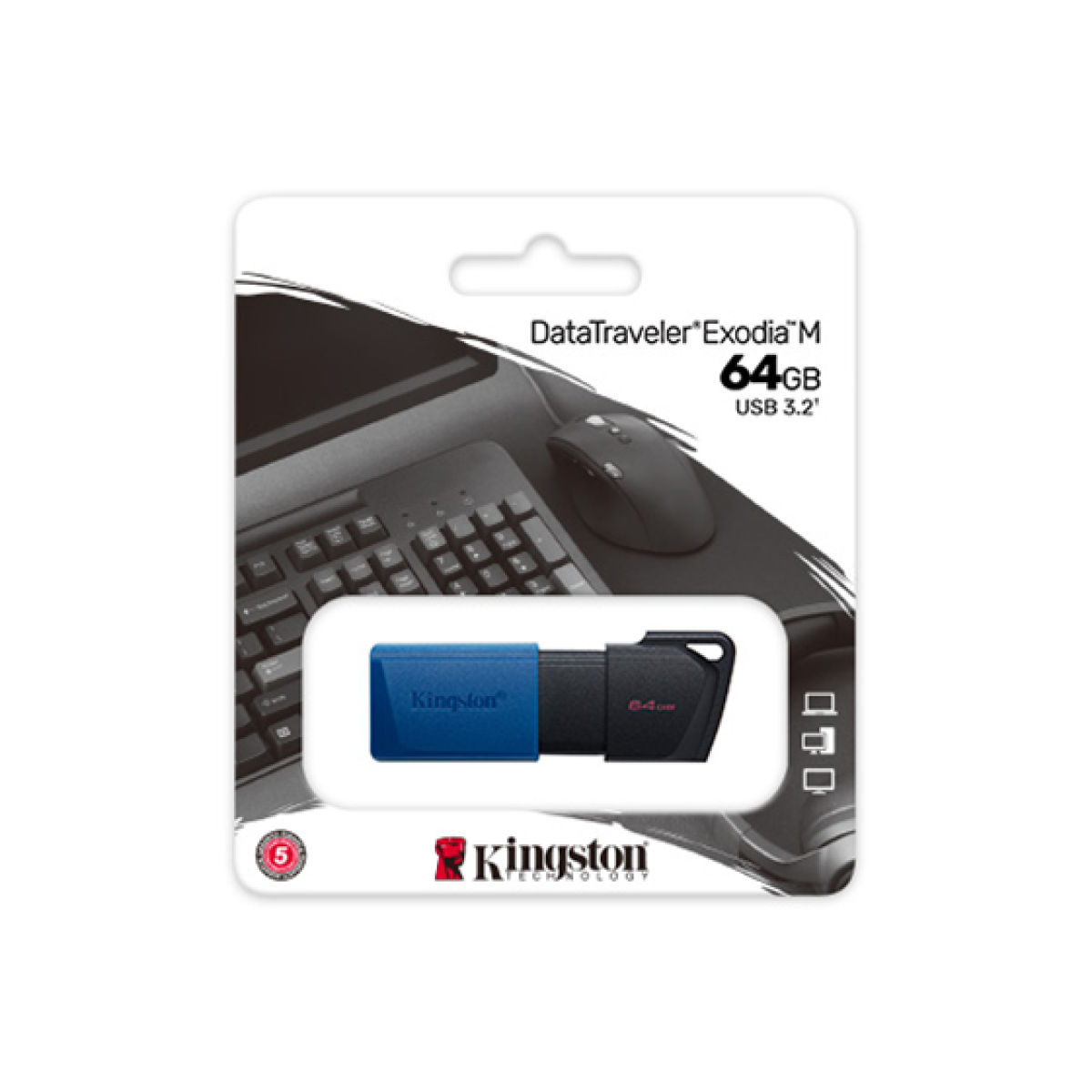 Memoria USB Kingston Datatraveler Exodia M 64GB 3.2 Gen.1 Negro Azul